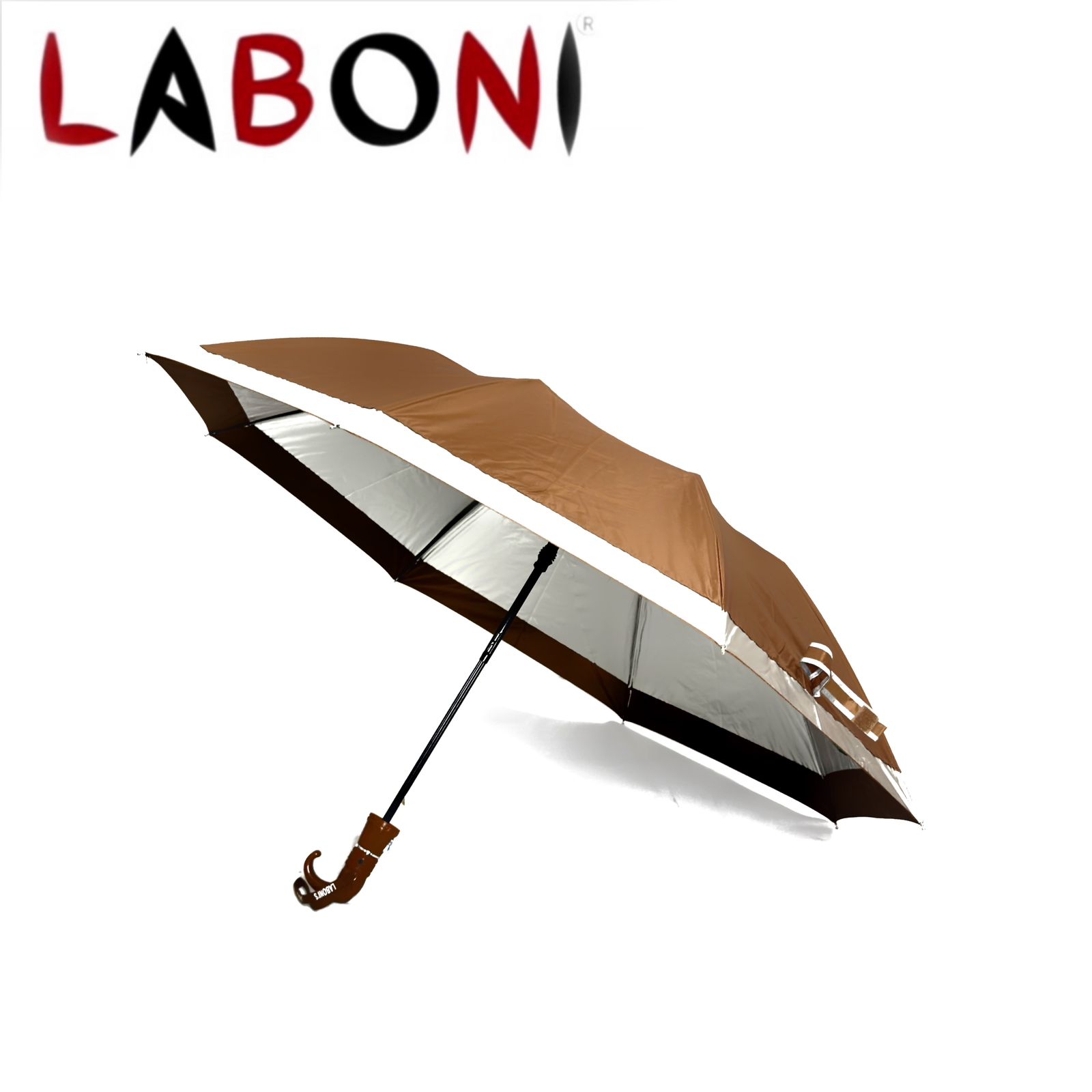 Laboni's 2 Folding Windproof Silver Colour
                            Border Umbrella